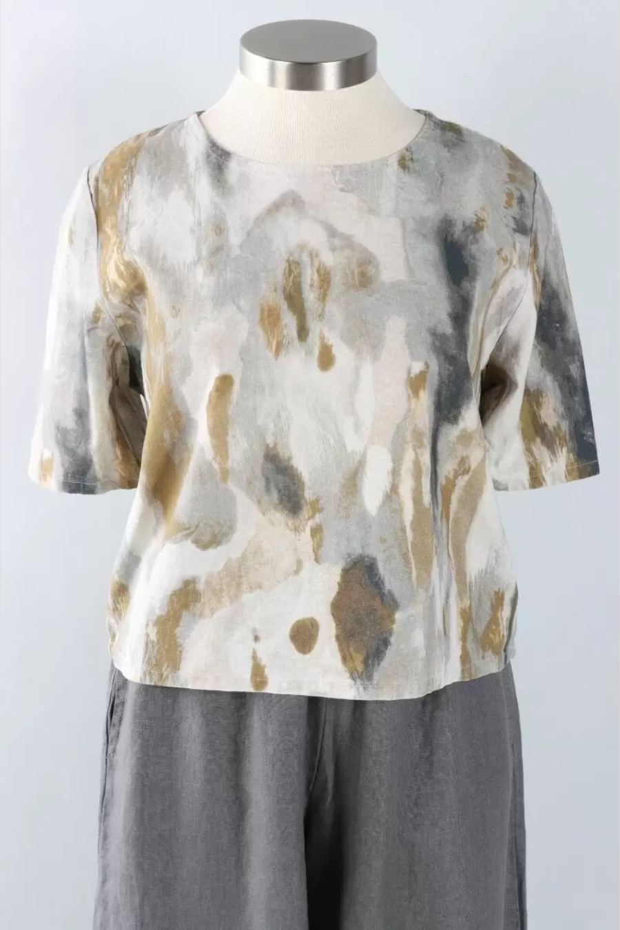 Simon Shirt in Pioggia Print Linen/Viscose