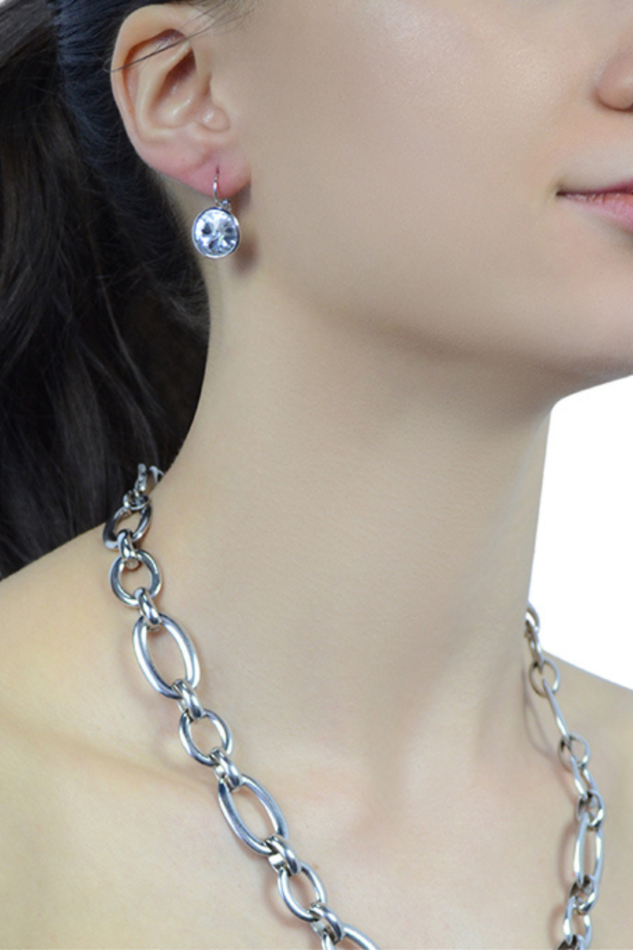 Rhodium Rivoli Crystal Earrings
