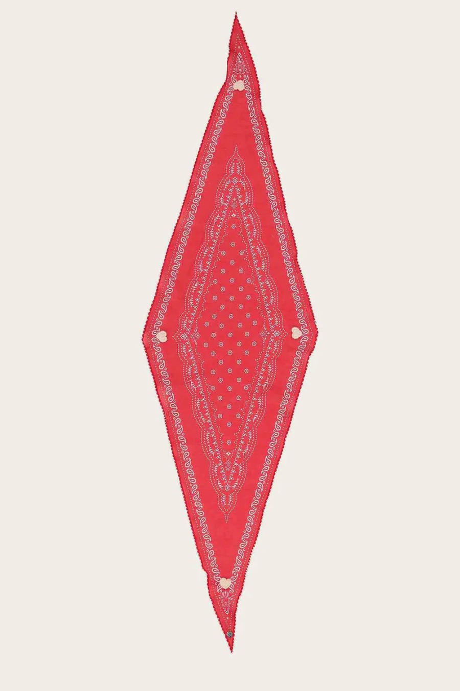 Bandana Diamond Scarf with Crochet Hearts-COMING SOON