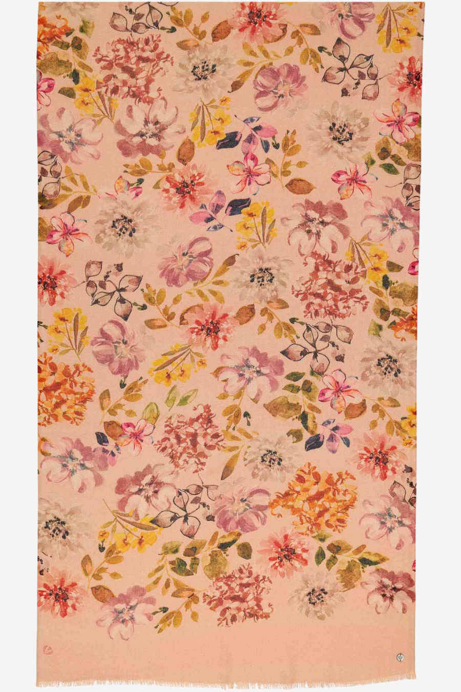 Glittering double-face scarf with a romantic floral print