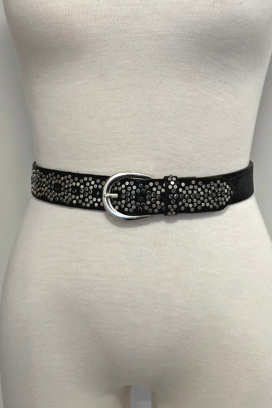 Crystal Studded Leather Belt