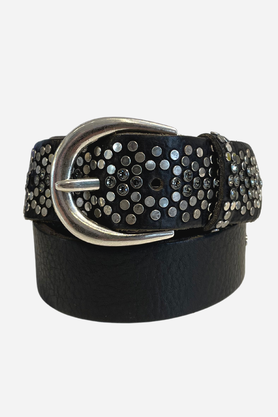 Crystal Studded Leather Belt