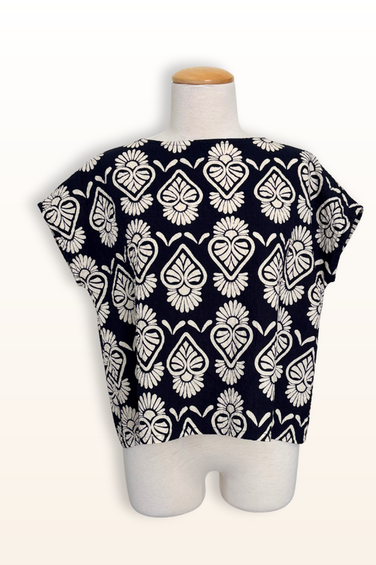 Bess Shirt in Azul Marino Print (Dark Navy)