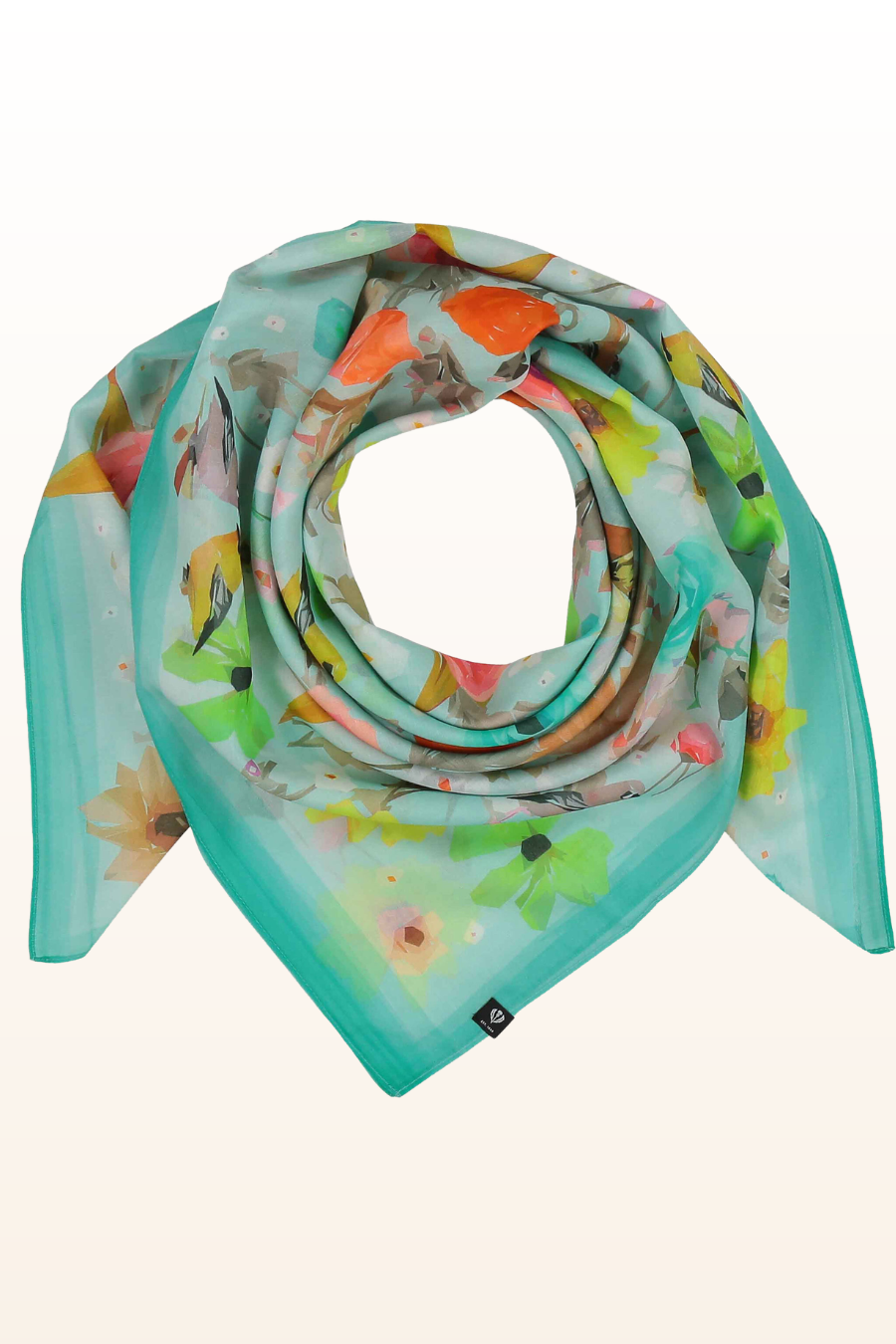 Floral/Birds Cotton/Silk Square Scarf