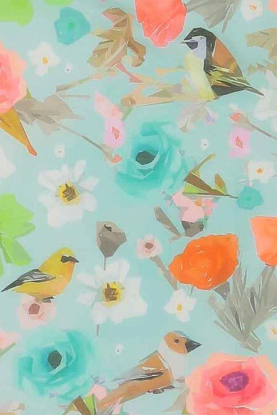 Floral/Birds Cotton/Silk Square Scarf