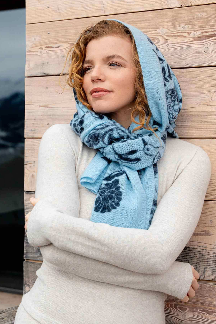 Knitted Wool Stole with Animal and Plant motif-COMING SOON