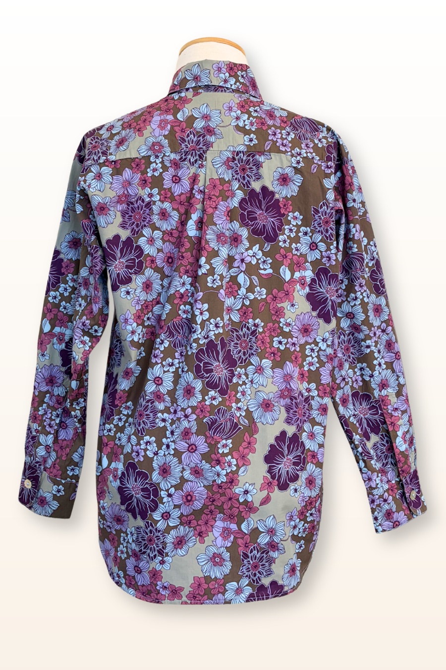 Boyfriend Cotton Shirt in Blue/Purple Floral Print