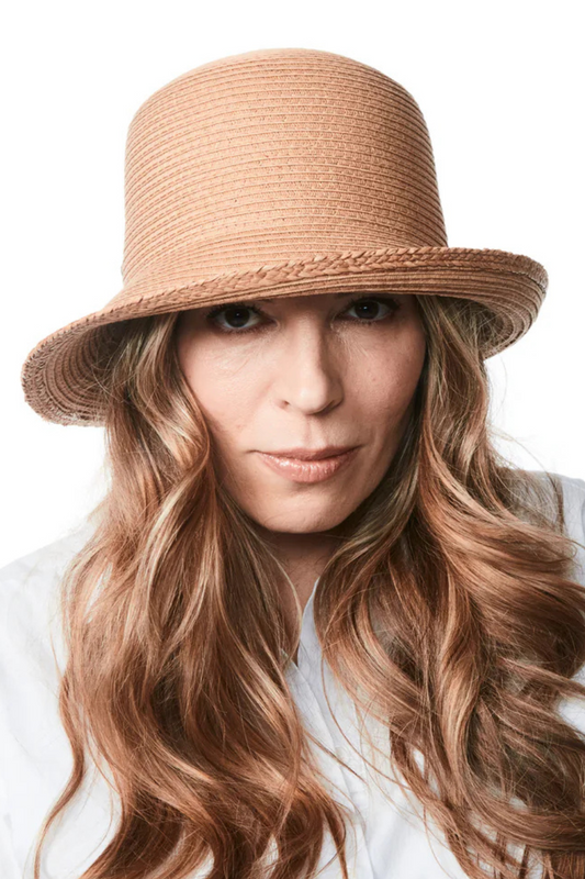 Cleo-Cloche with Brim and Raffia Trim