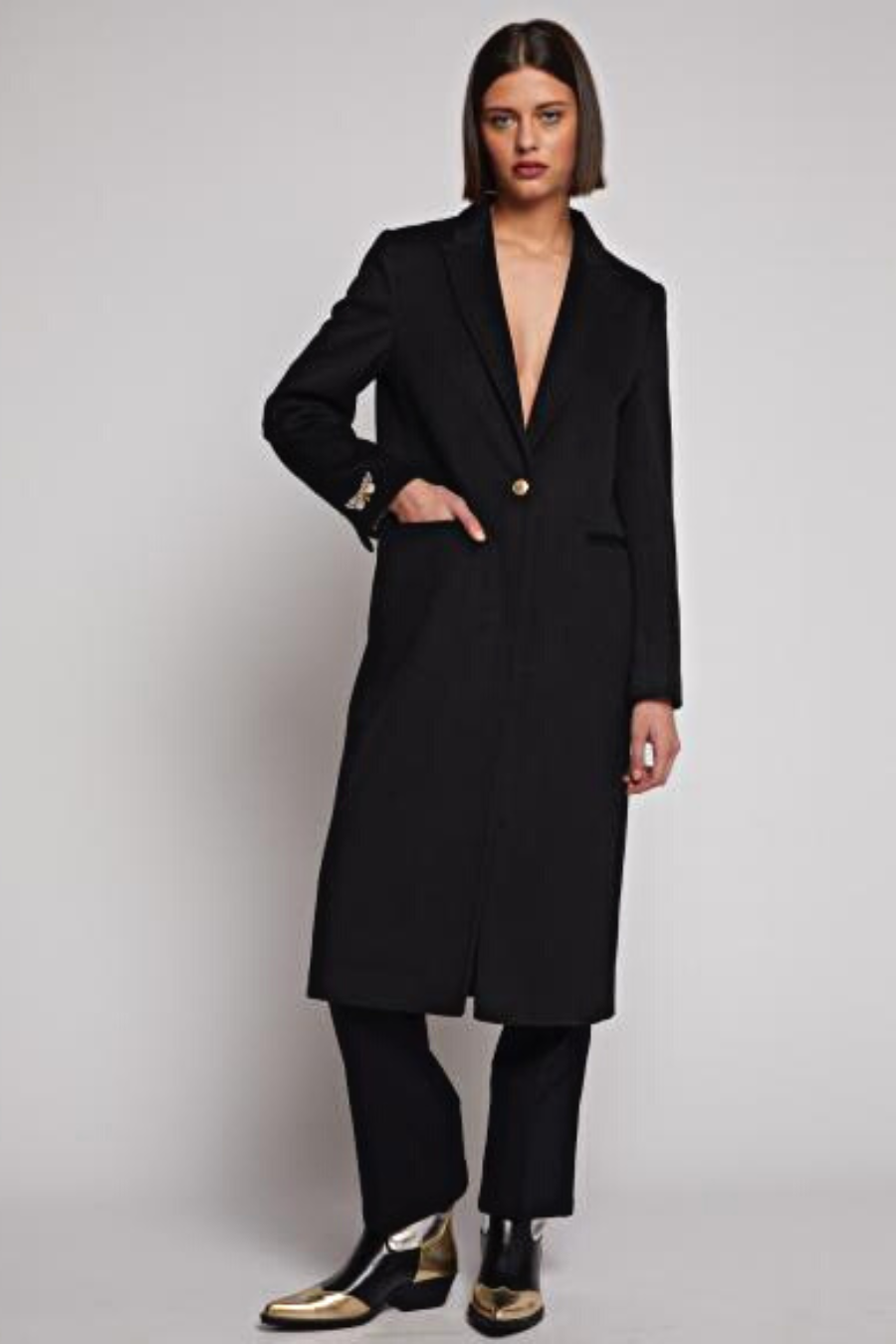 Vilagallo Katherin Black Butterfly Dress Coat