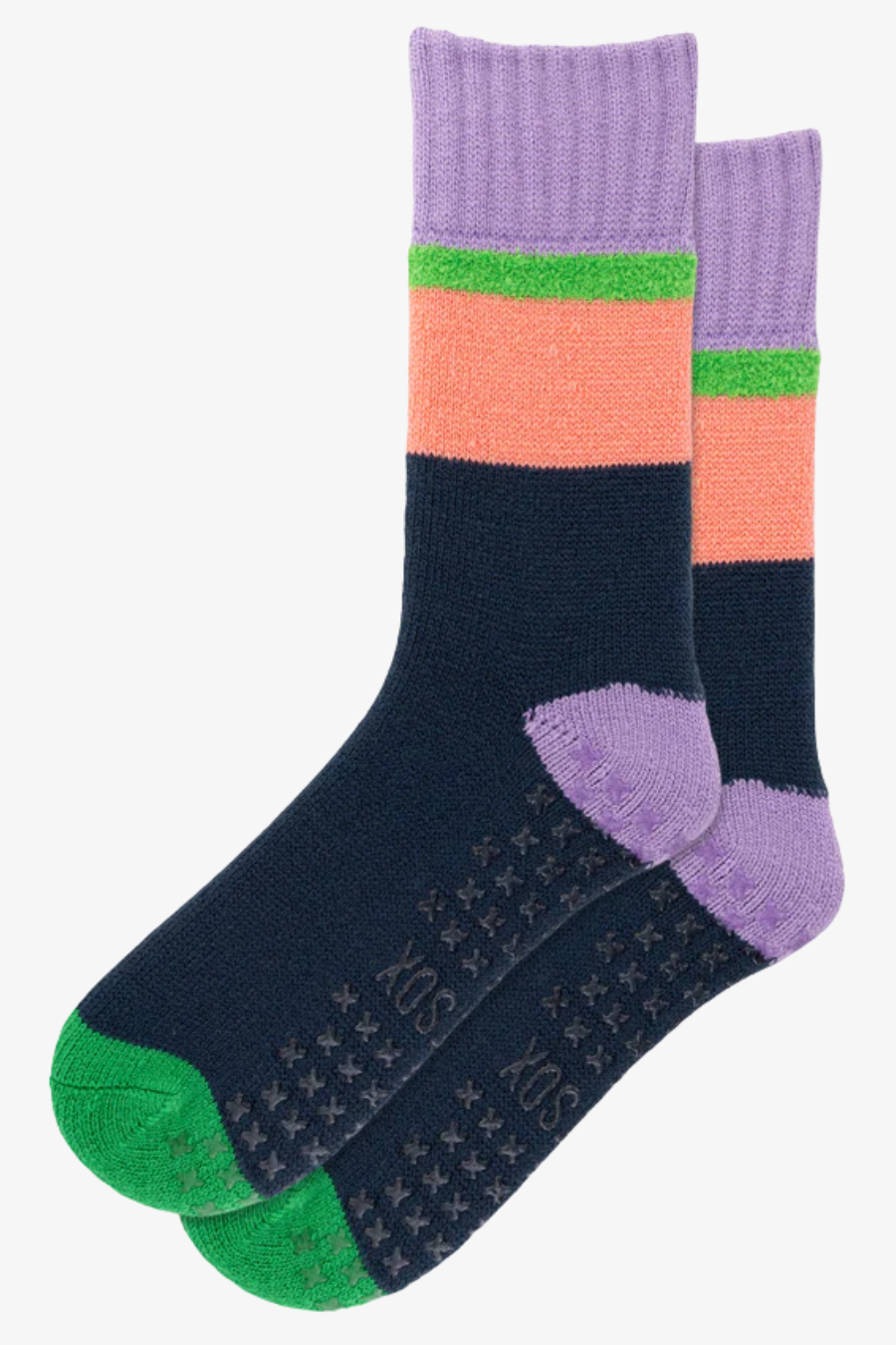 Colour Block Non-Skid Slipper Sock