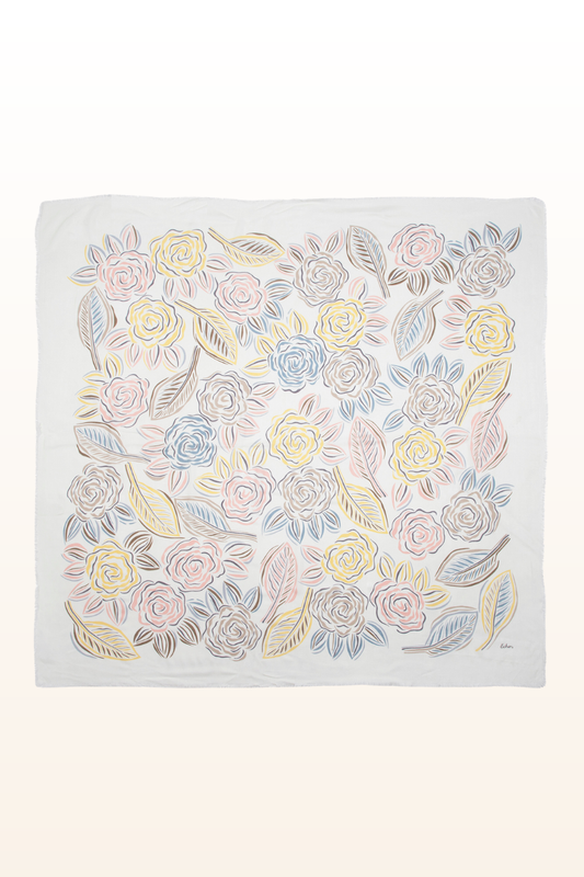 Gestural Rose Square Scarf-COMING SOON