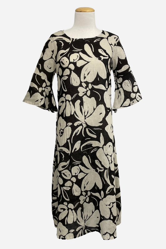 Calista Maxi Dress in Fiore Print Light Linen