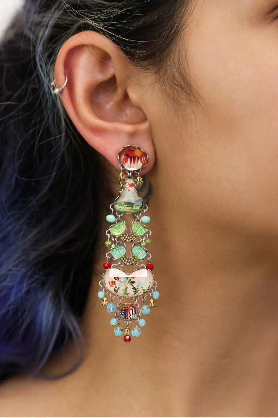 Flower Garden Long Drop Earrings