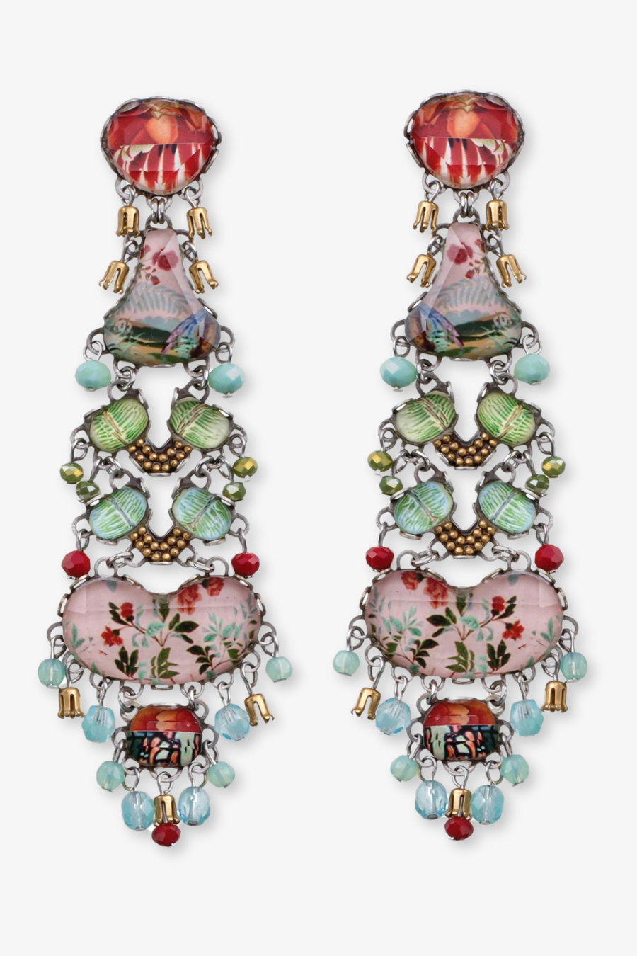 Flower Garden Long Drop Earrings