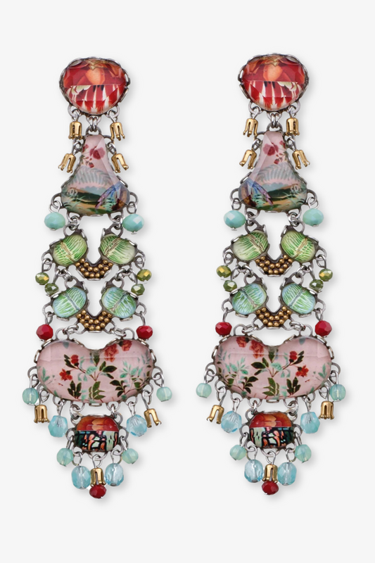 Flower Garden Long Drop Earrings