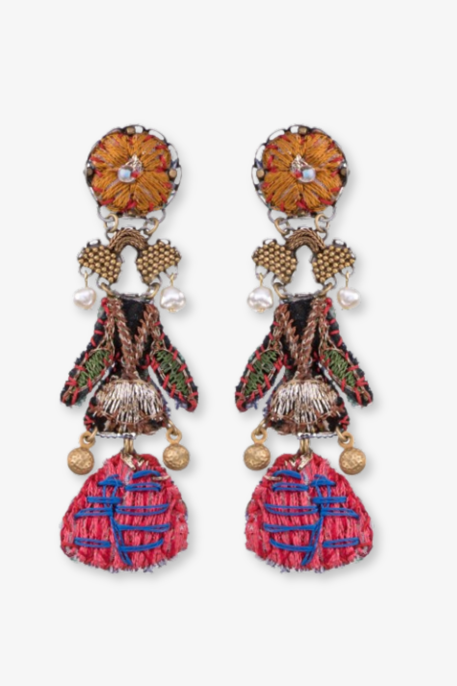 Embroidered Garden Drop Earrings