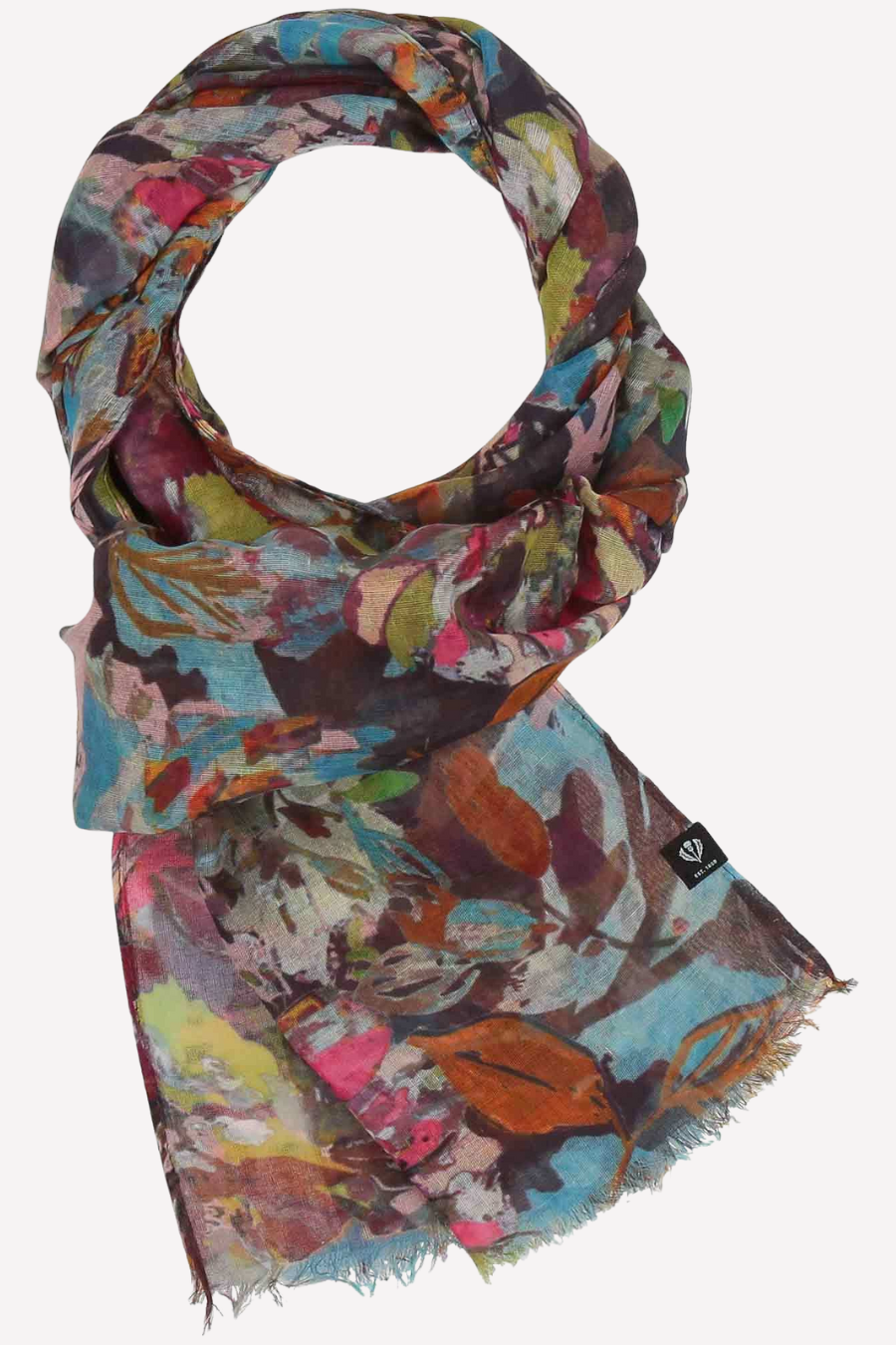 Painted Floral Print Oblong Scarf-COMING SOON