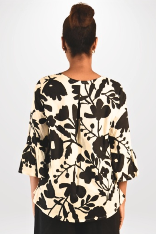 Fran Shirt in Cream/Black Floral