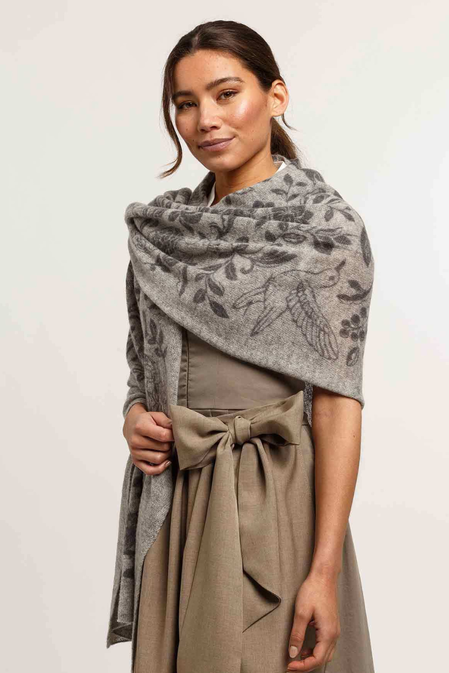 Knitted Wool Stole with Animal and Plant motif-COMING SOON