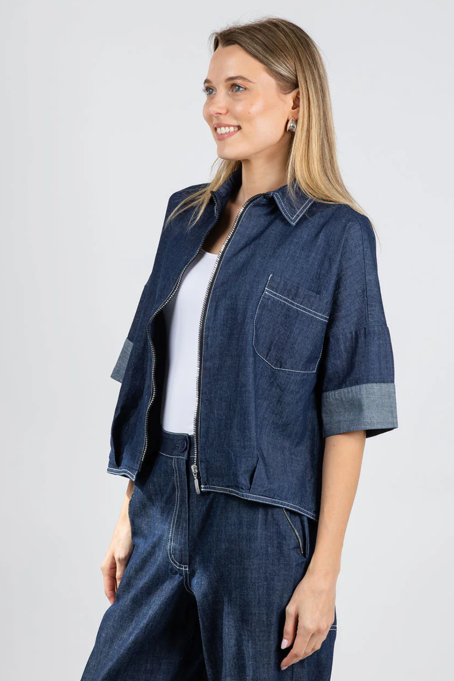 Zip Up Denim Jacket