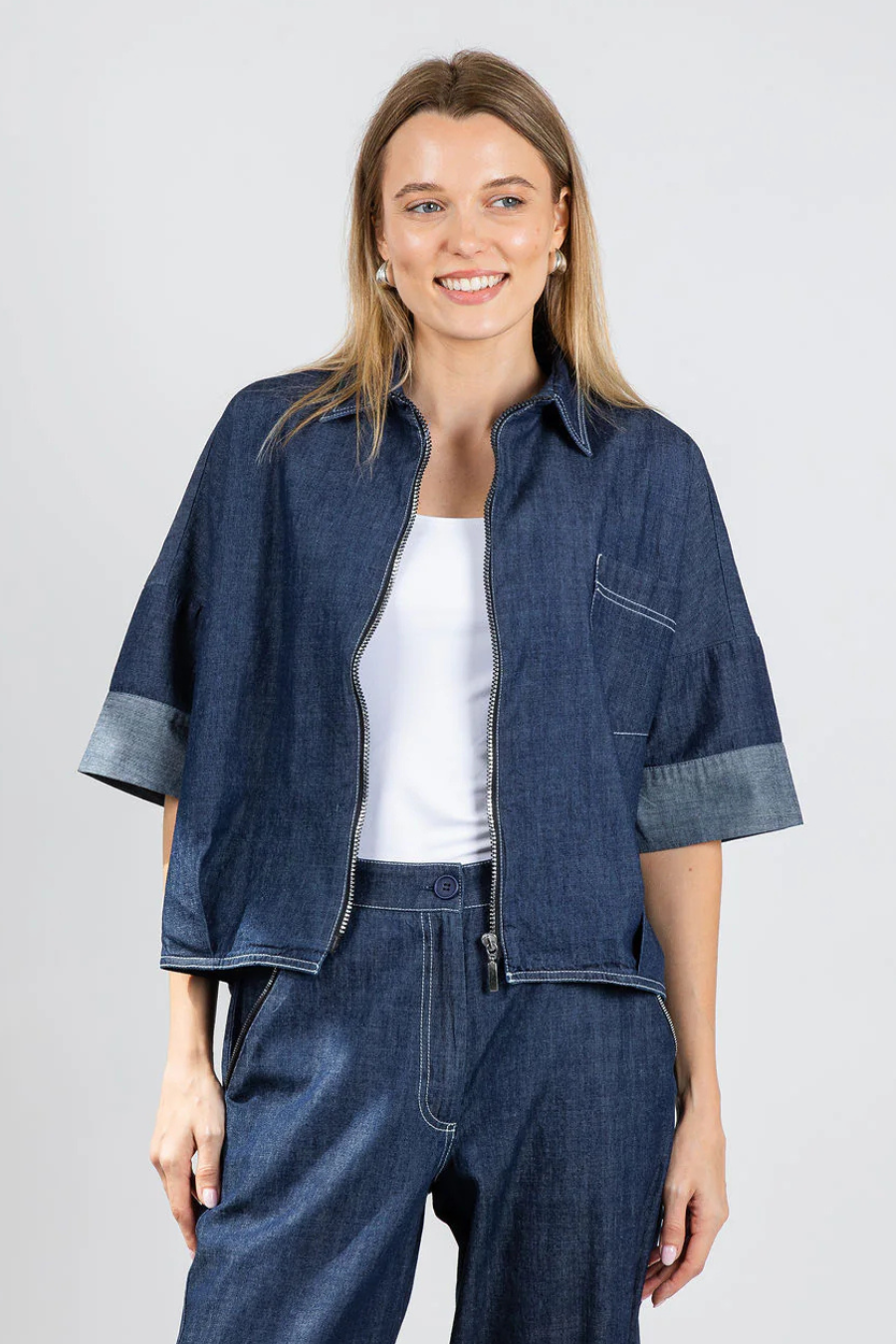 Zip Up Denim Jacket