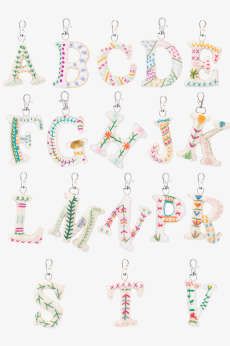 Stitched Pattern Monogram Key Fobs