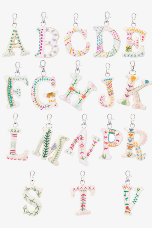 Stitched Pattern Monogram Key Fobs