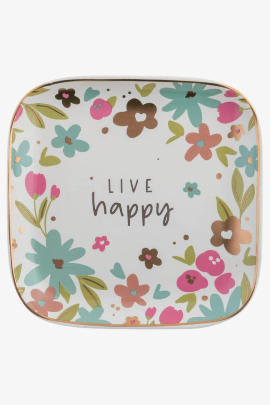 "Live Happy" Square Trinket Dish
