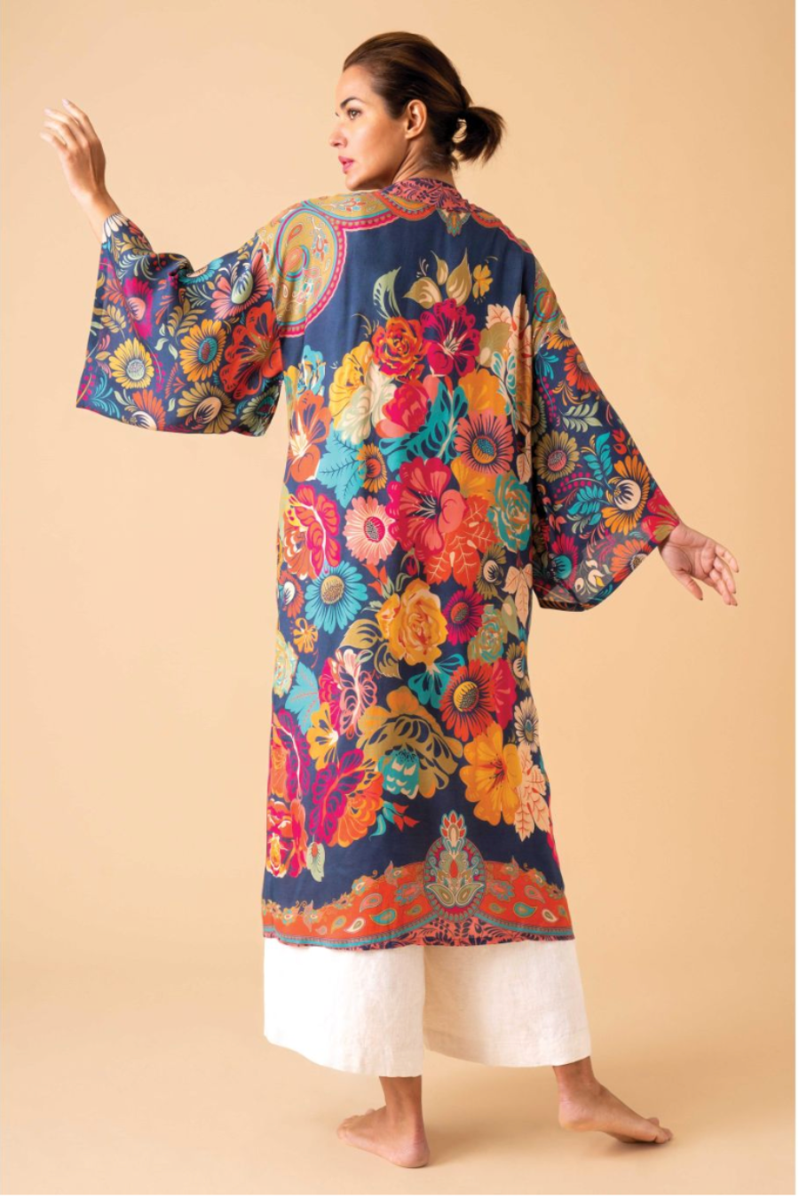 Long Kimono- Navy Vintage Floral