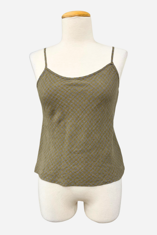Lucy Tank in Grey/Viscacha Gingham Linen