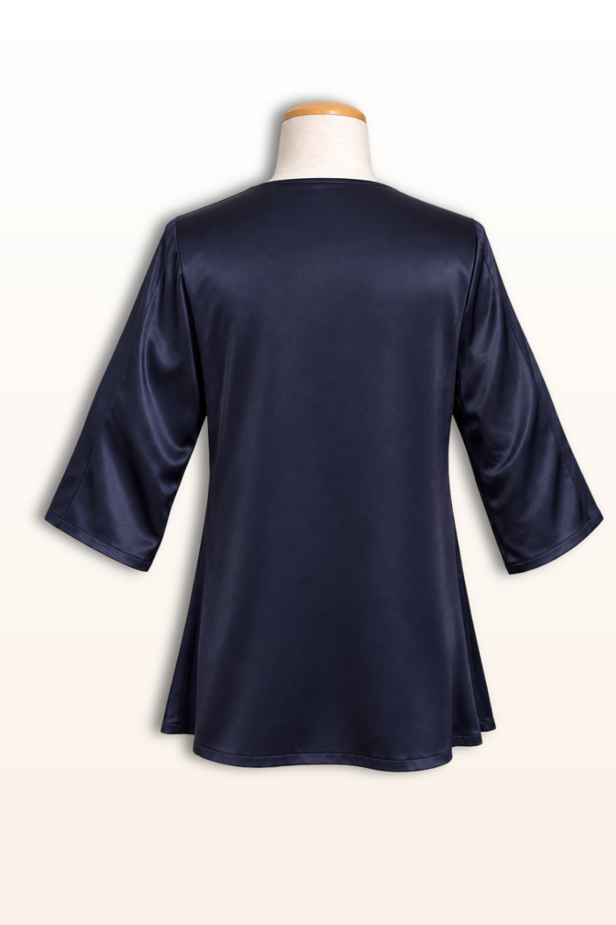 Mollie Top in Navy Satin-3/4 sleeve