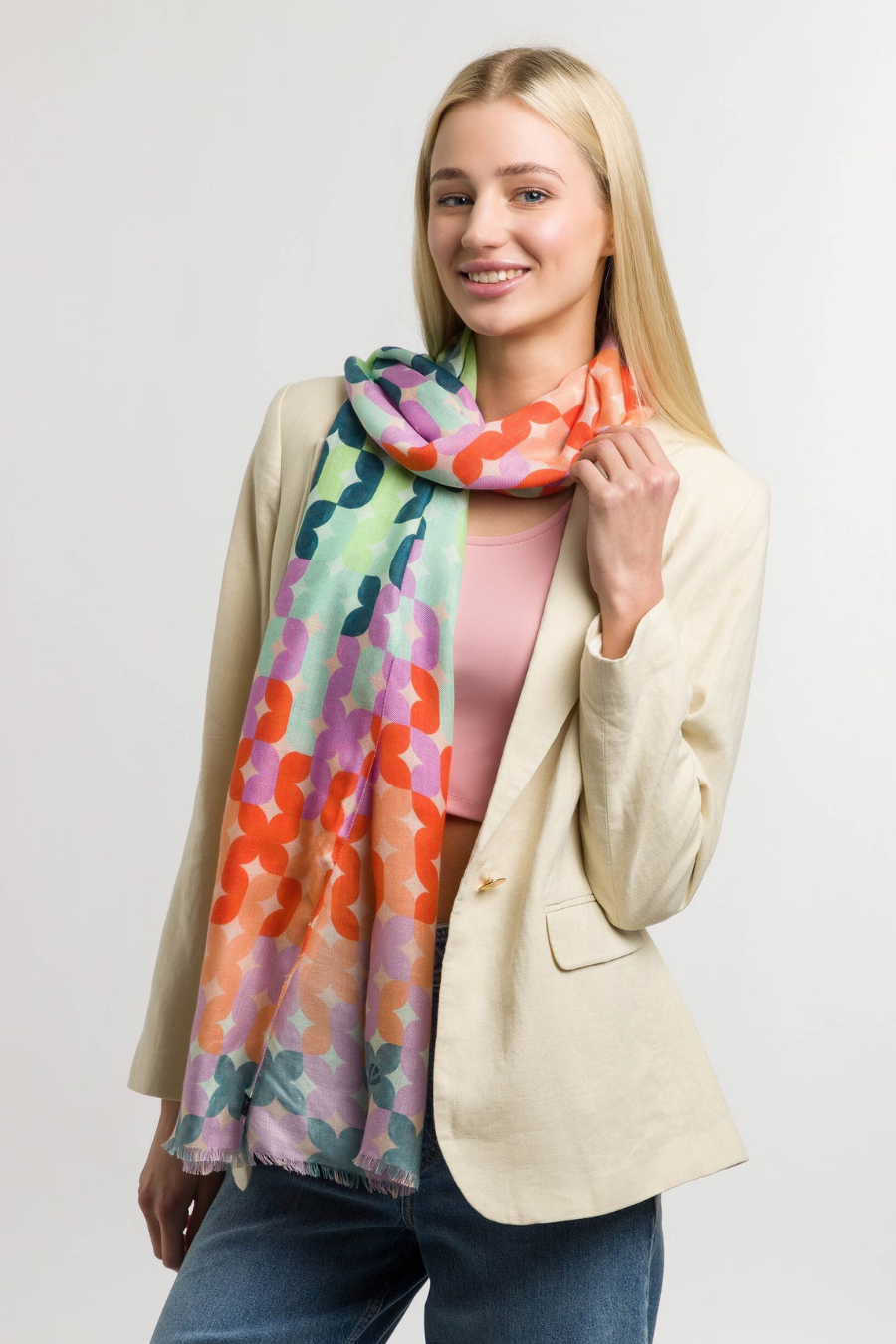 Tiled Floral Oblong Scarf