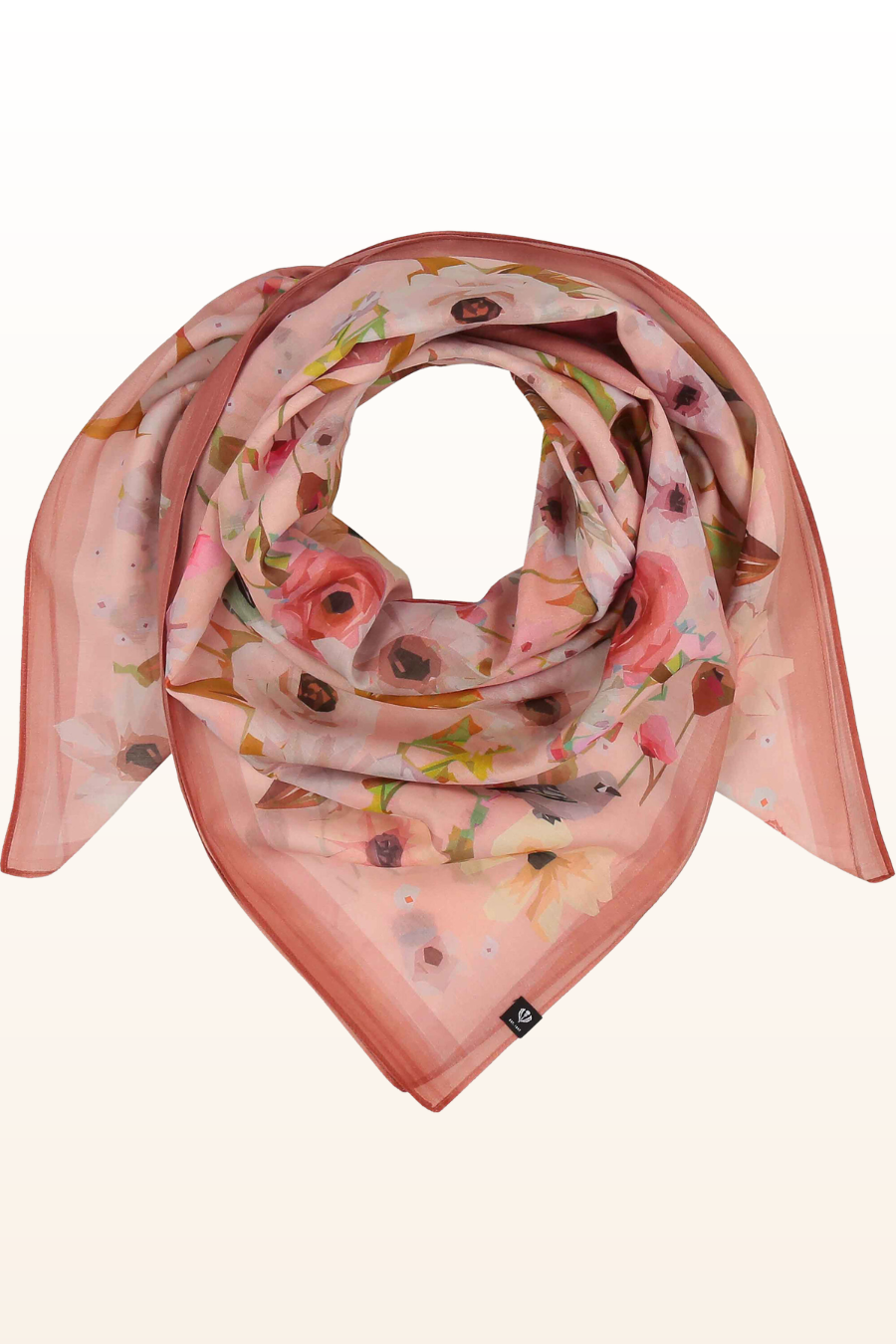 Floral/Birds Cotton/Silk Square Scarf