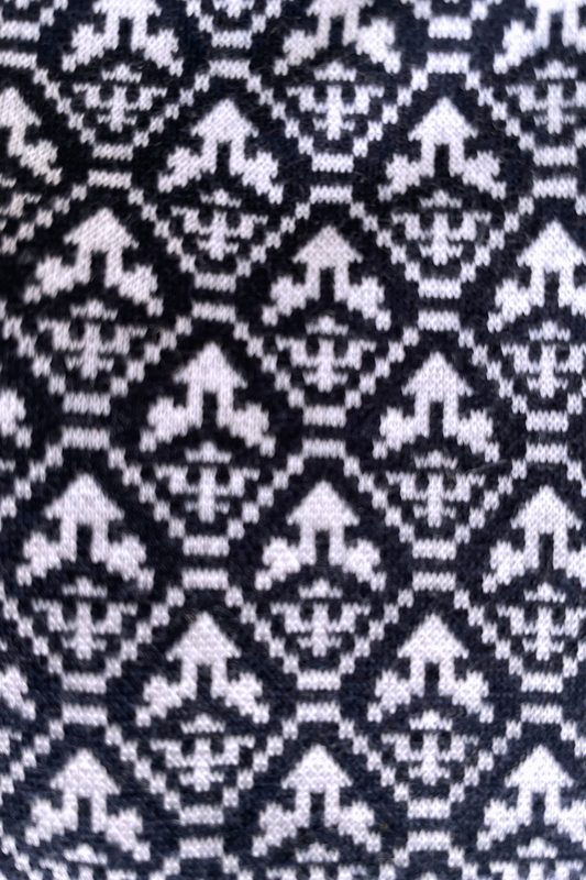 Navy and White Print Wool Gloves