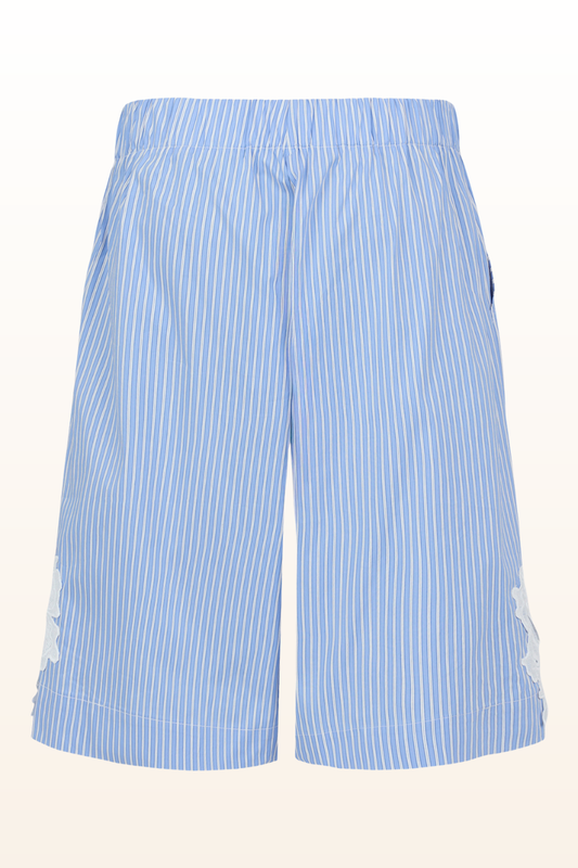 Blue Stipe White Flower Fancy Shorts-COMING SOON