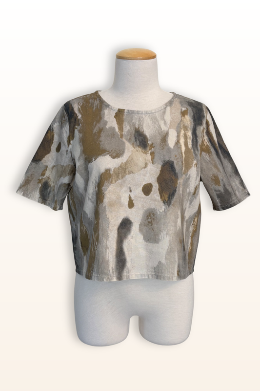 Simon Shirt in Pioggia Print Linen/Viscose