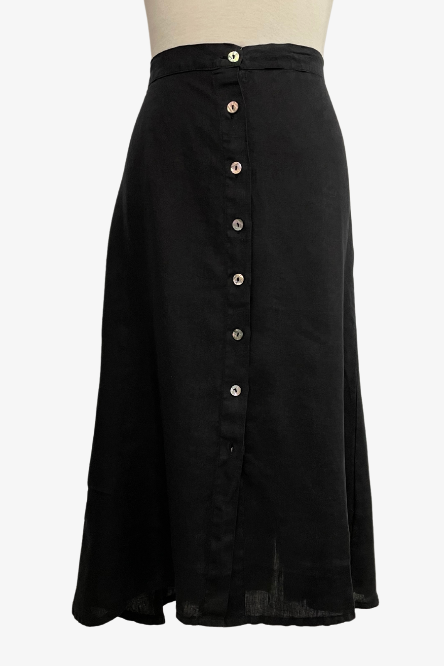 Cinzia High-Low Hem Skirt in Black Linen