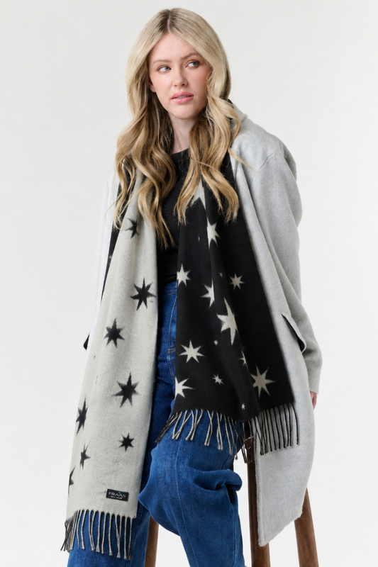 Double-sided " Cashmink" Scarf with Star Design-COMING SOON