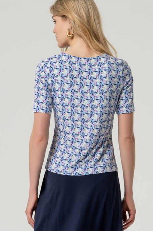 Blue Print Fitted Top
