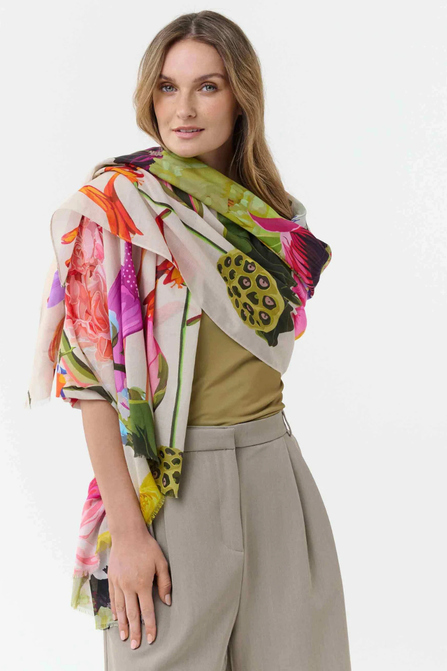 XLTropical Print Cotton Wrap