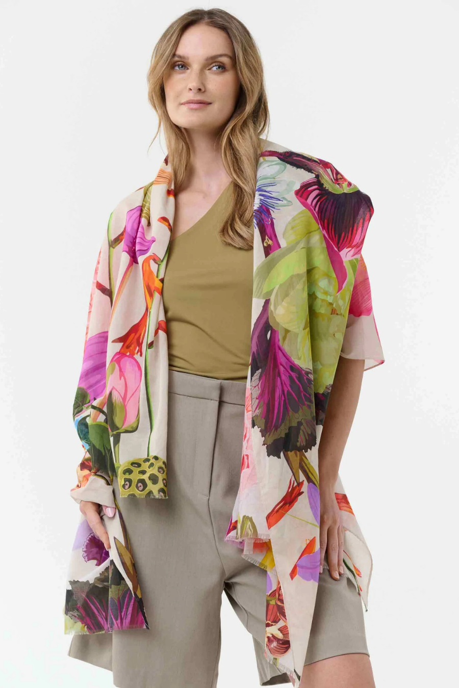 XLTropical Print Cotton Wrap