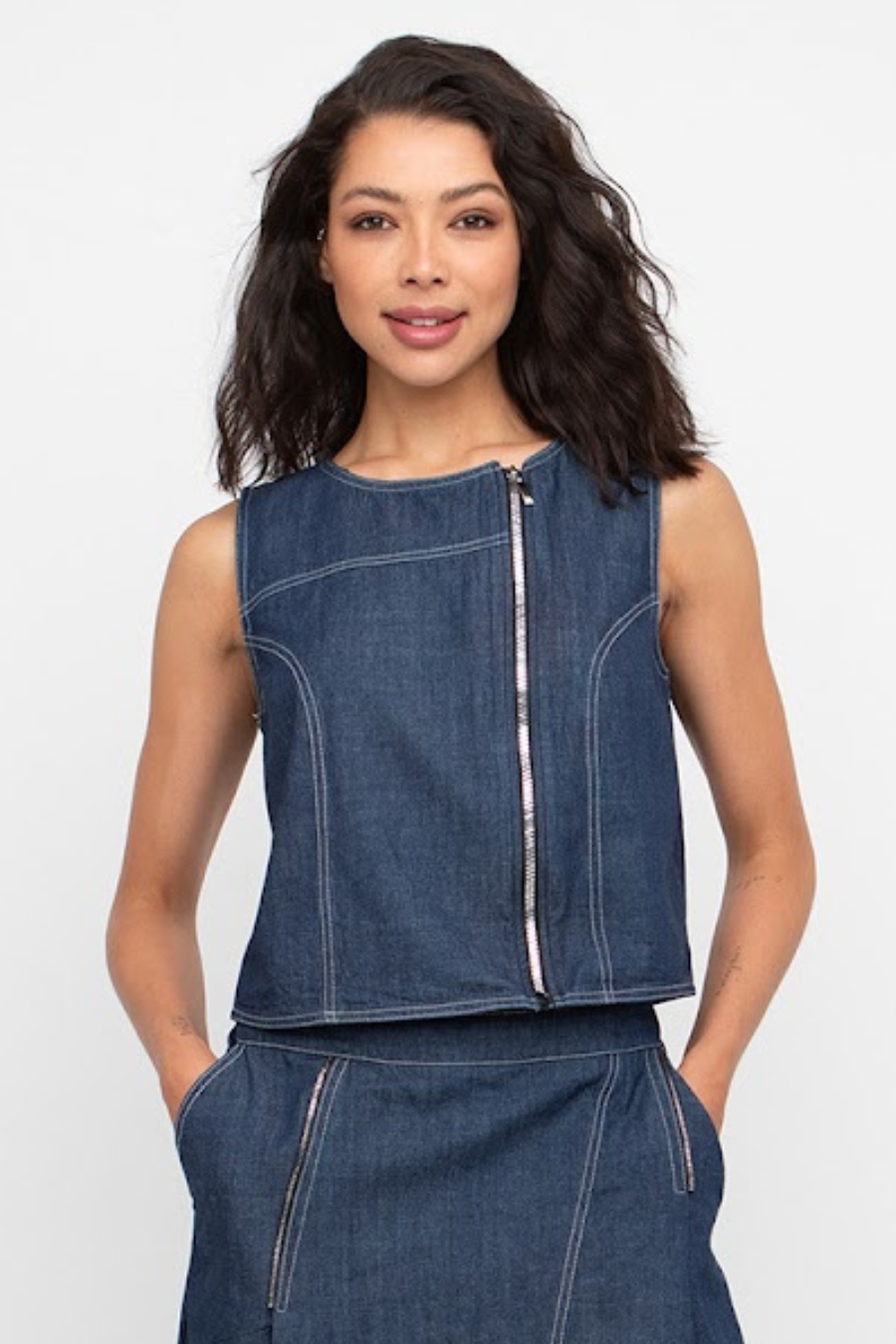 Denim Vest Top