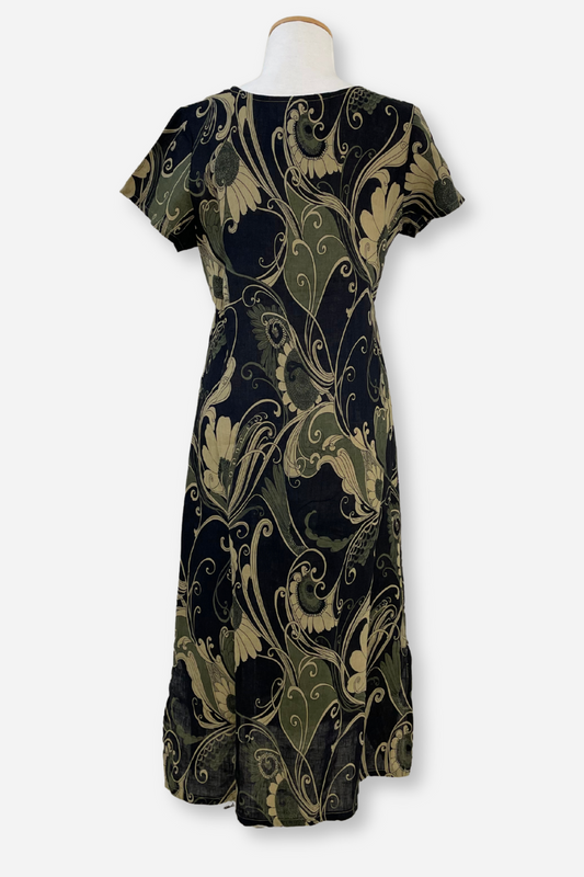 Wesley Dress in Light Linen Giardino Print