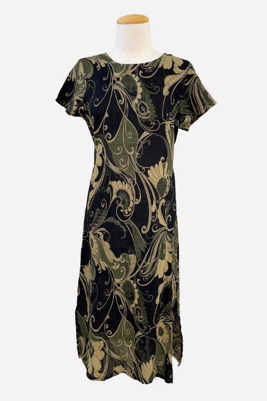 Wesley Dress in Light Linen Giardino Print