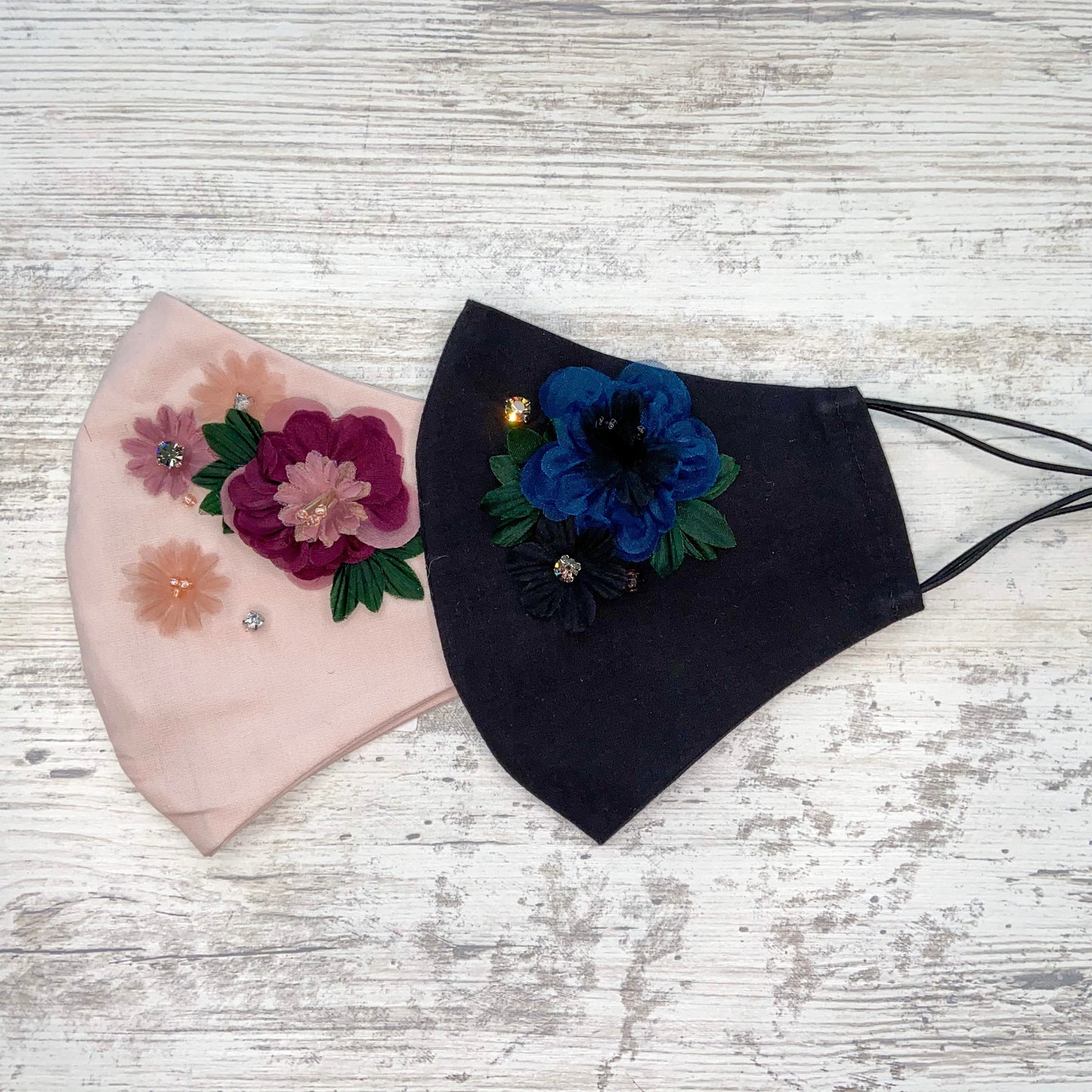 Flower and Rhinestone Face Mask