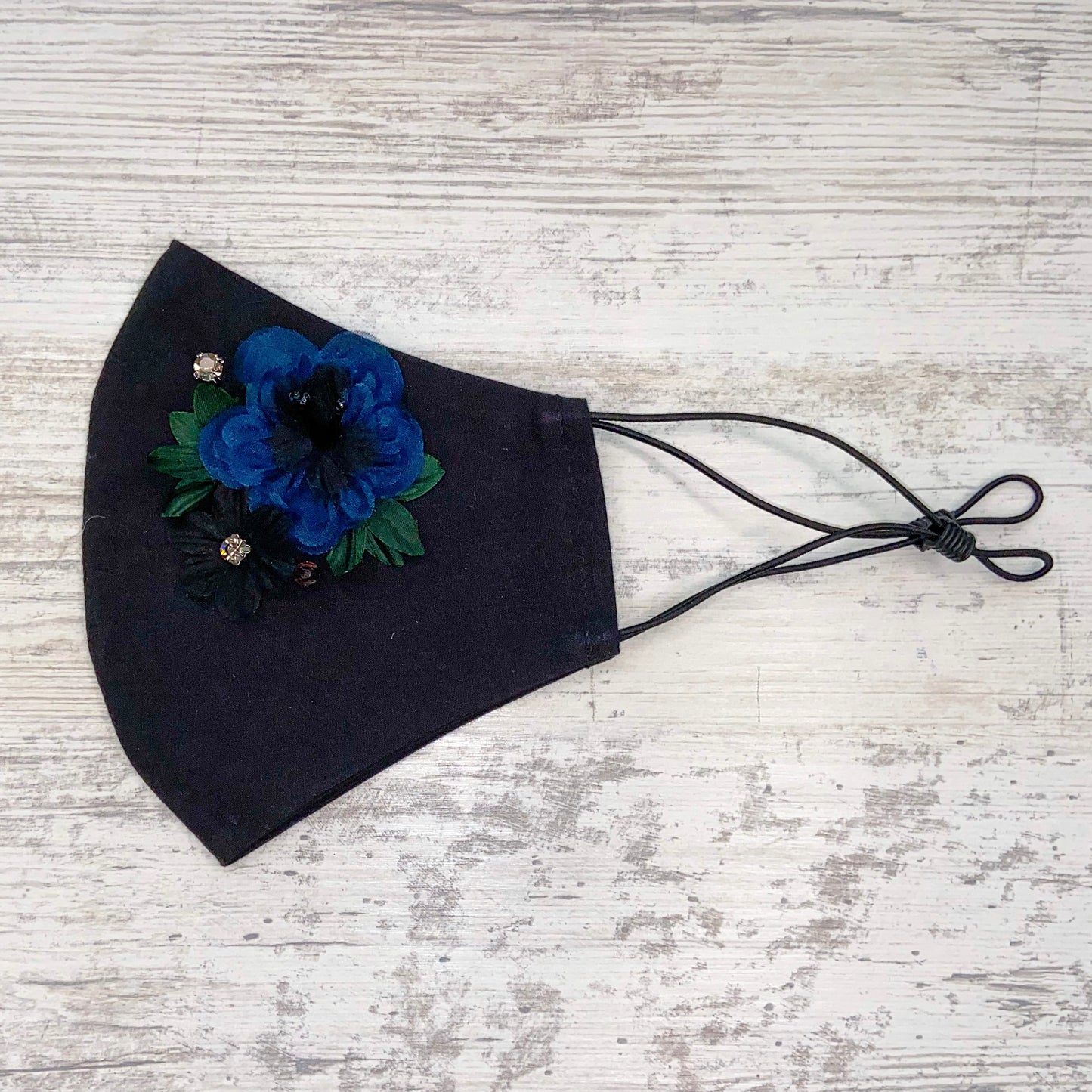 Flower and Rhinestone Face Mask