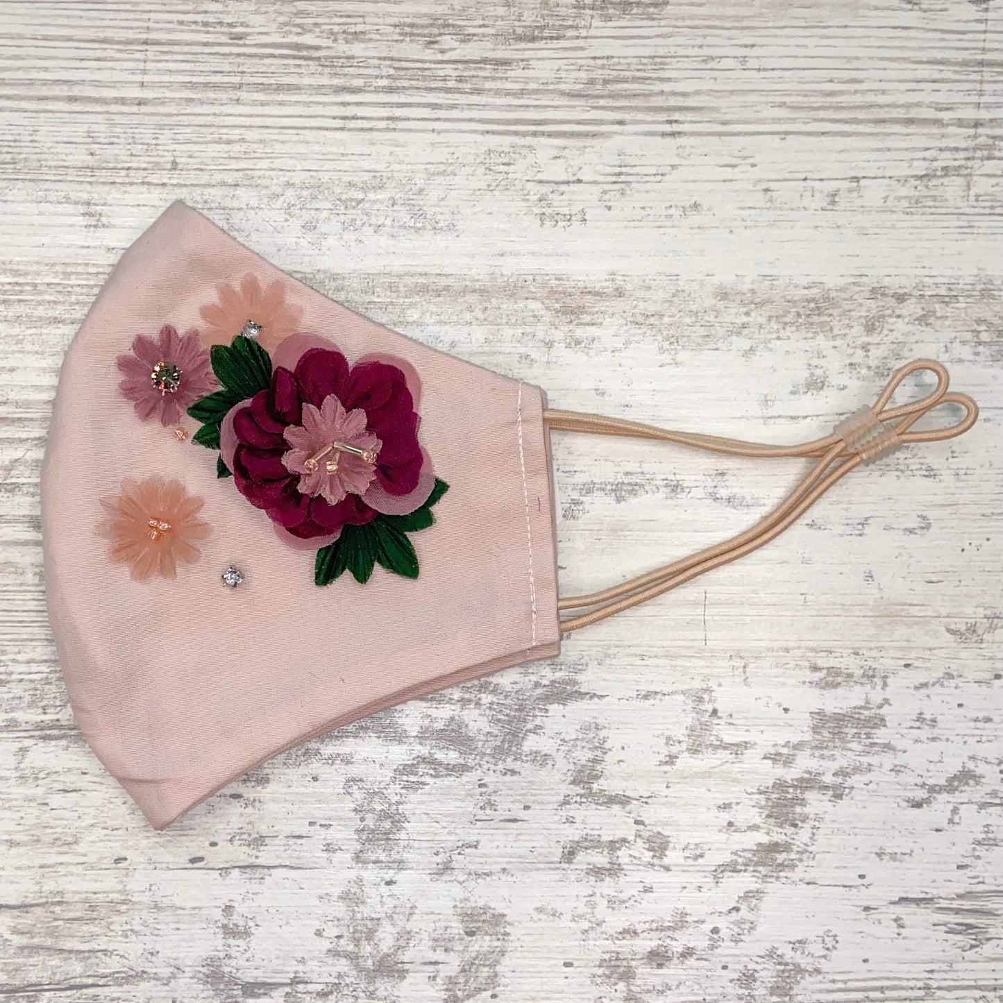 Flower and Rhinestone Face Mask