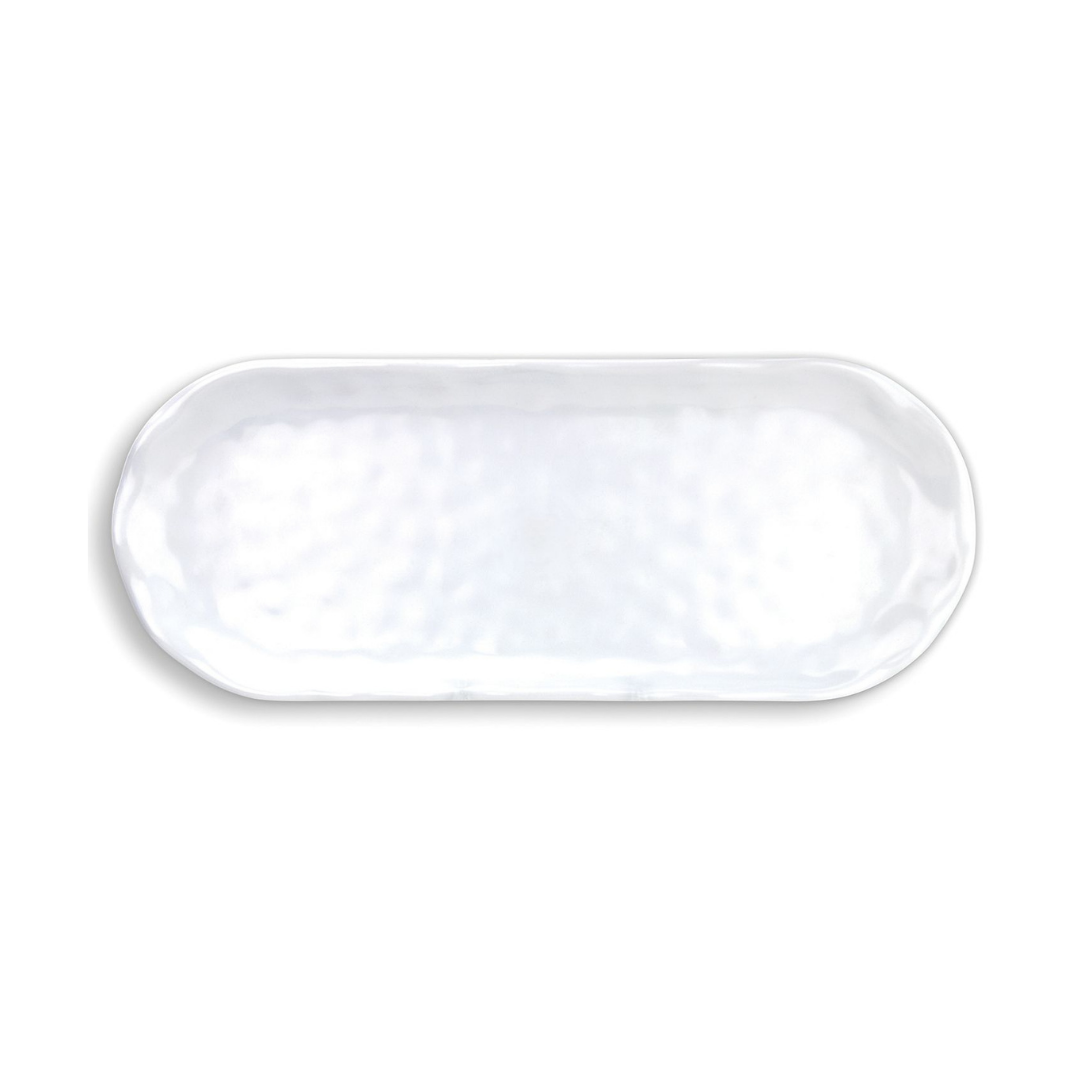 White on White Melamine Serveware Accent Tray