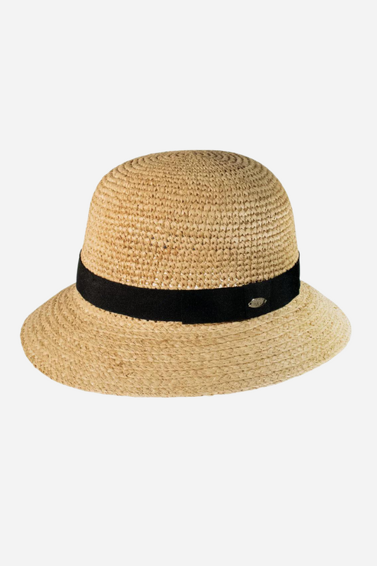 Arianna Cloche in Natural Raffia Straw