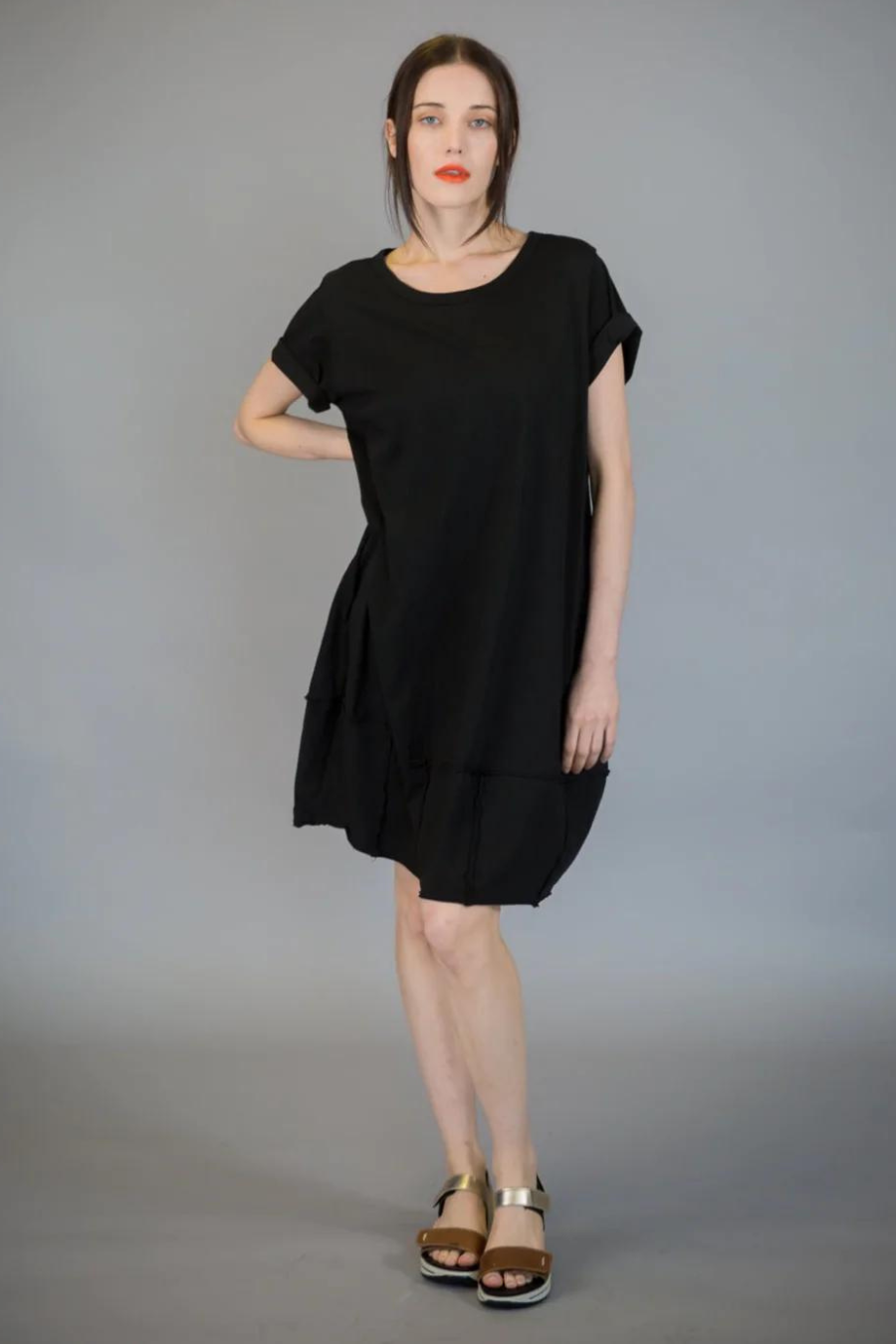 Cotton black dress clearance with sleeves